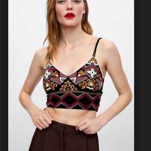 ZARA Embroidered Bustier Top